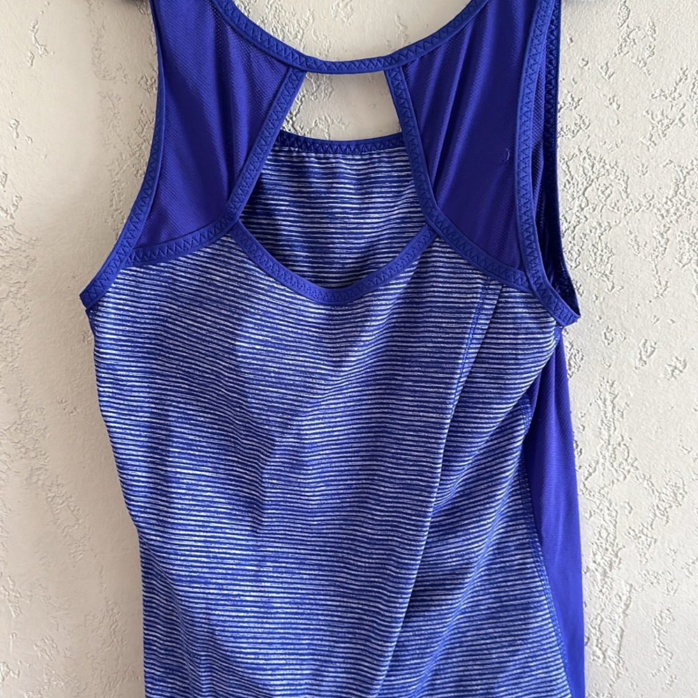 lululemon athletica Blue Striped Tank Top